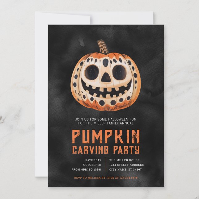 Halloween Pumpkin Carving Party Einladungen (Vorderseite)
