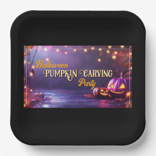 Halloween Pumpkin Carving Party Plate Pappteller
