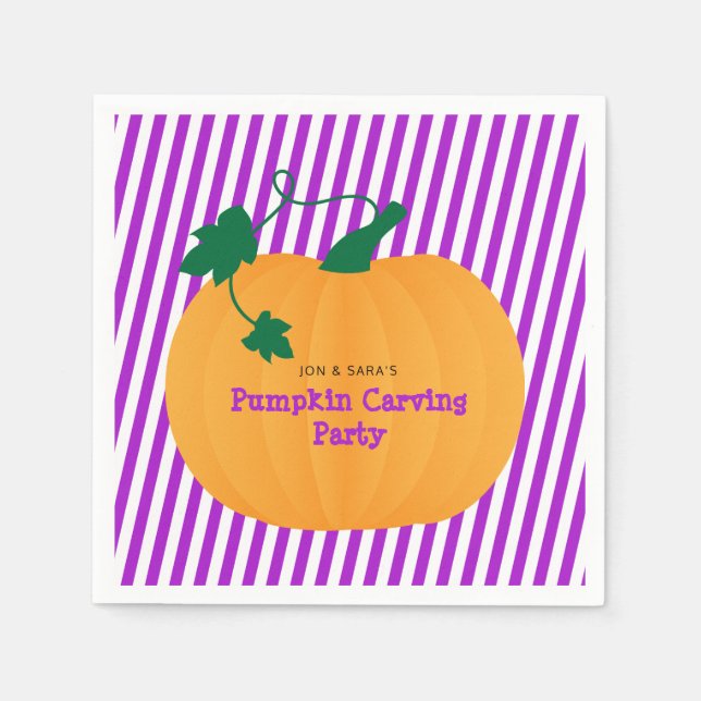 Halloween Pumpkin Carving Party Serviette (Vorderseite)