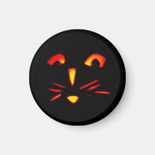 Halloween Pumpkin Cat Face Magnet