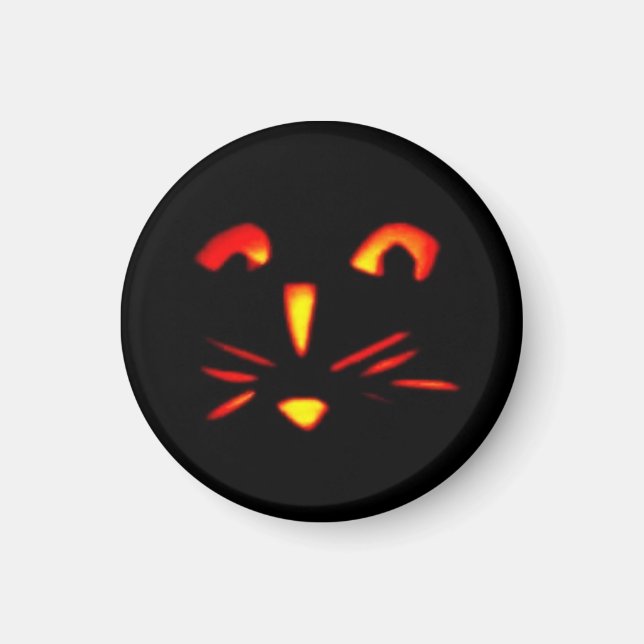 Halloween Pumpkin Cat Face Magnet (Vorne)