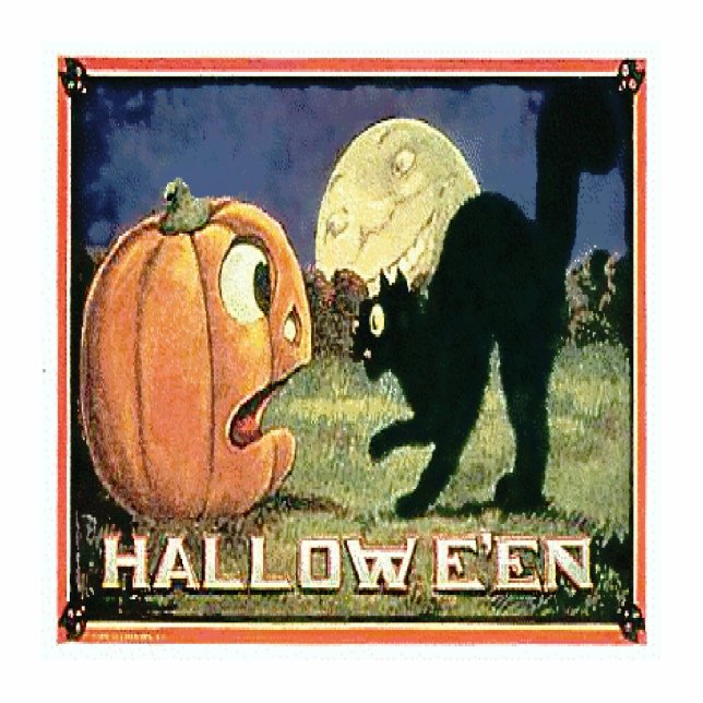 Halloween Pumpkin & Cat Fotoskulptur (Vorne)