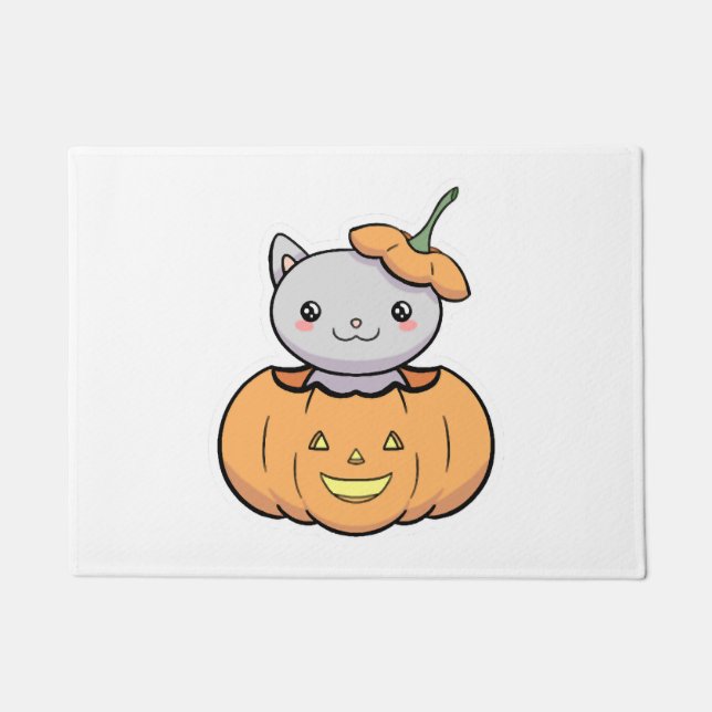 Halloween Pumpkin Cat Fußmatte (Vorderseite)
