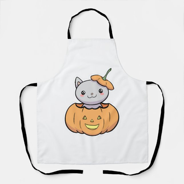 Halloween Pumpkin Cat Schürze (Vorderseite)