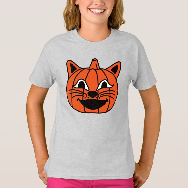 Halloween Pumpkin Cat T-Shirt (Vorderseite)