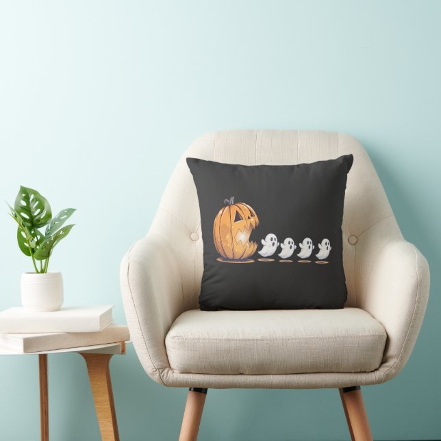 Halloween Pumpkin Chasing Ghost Png, Halloween  Kissen (Stuhl )