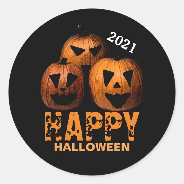 Halloween Pumpkin Classic Round Sticker (Vorderseite)