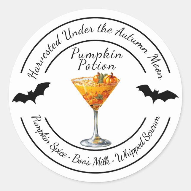 Halloween | Pumpkin Cocktail | Spooky Fall Drink Runder Aufkleber (Vorderseite)
