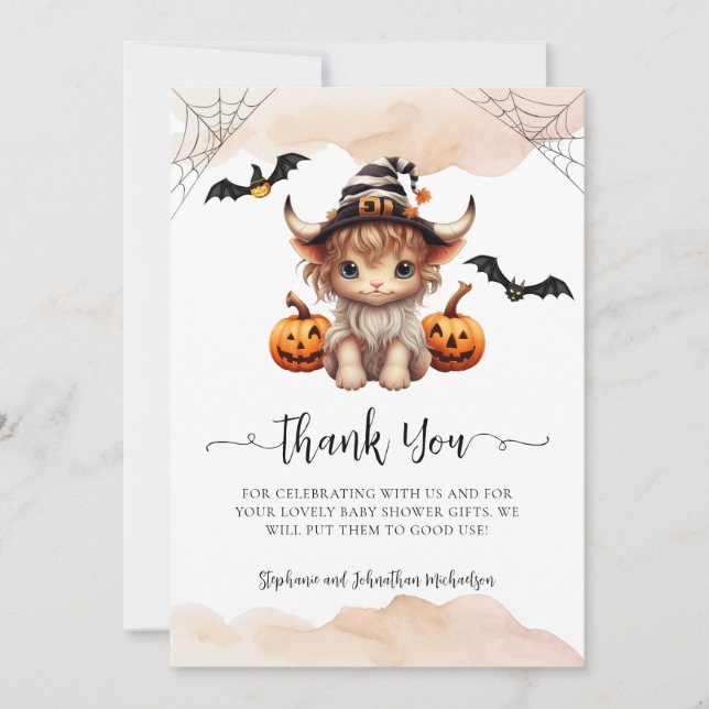 Halloween Pumpkin Cow Little Boo Baby Dankeskarte (Vorderseite)
