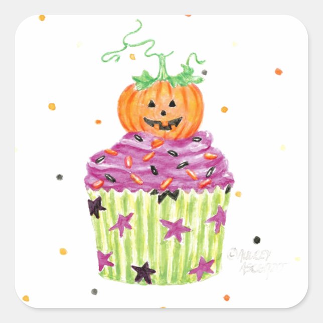 Halloween Pumpkin Cupcake Stickers (Vorderseite)