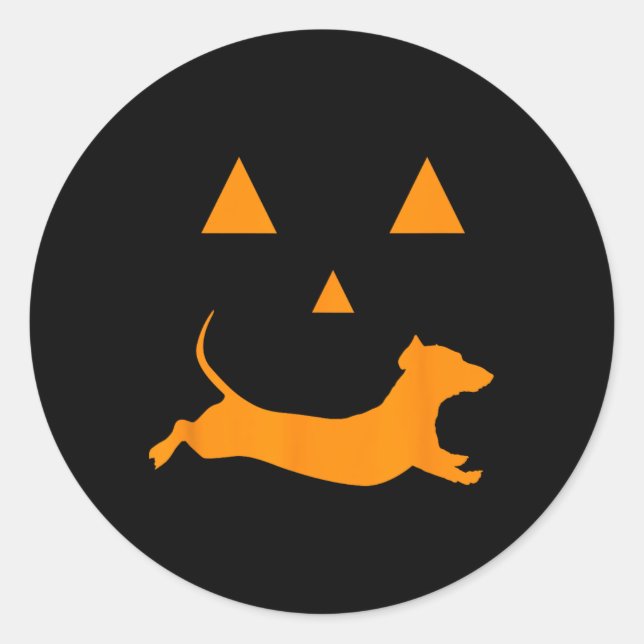 Halloween Pumpkin Dackel Jack-o-lantern Costum Runder Aufkleber (Vorderseite)