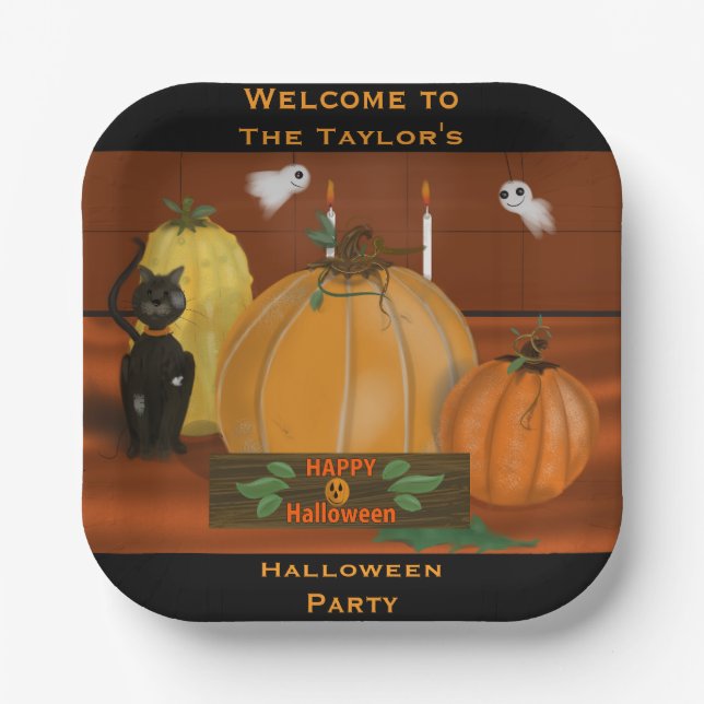 Halloween Pumpkin Decor Party Teller (Vorderseite)
