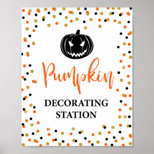 Halloween Pumpkin Decorator Station Zeichen Poster