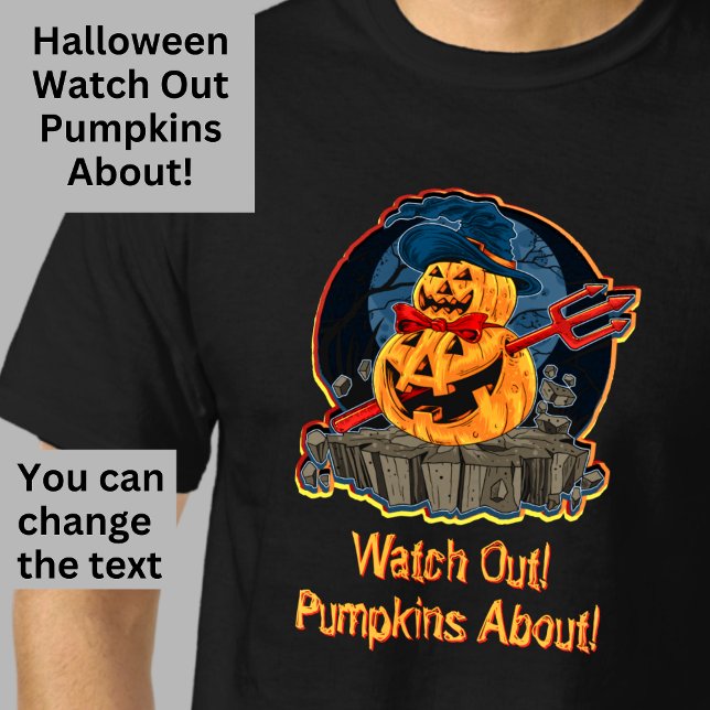 Halloween Pumpkin Devil Trident Zombie Monster T-Shirt (Von Creator hochgeladen)