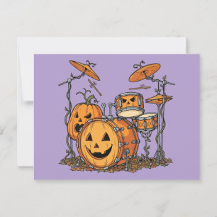 Halloween Pumpkin Drum Set Illustration Postkarte