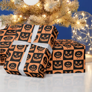 Halloween Pumpkin Face Ghost Spooky Muster Geschenkpapier