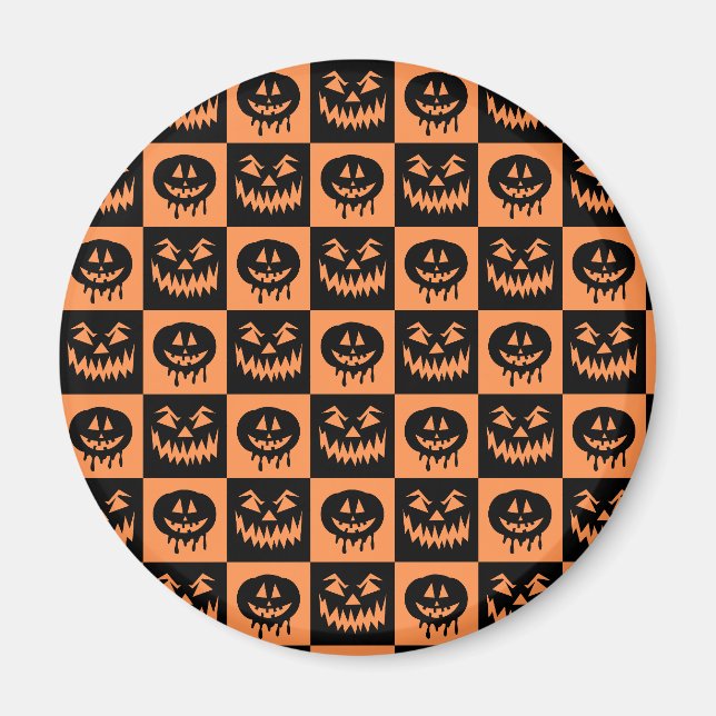 Halloween Pumpkin Face Ghost Spooky Muster Magnet (Vorne)