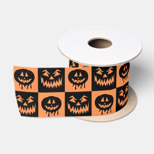 Halloween Pumpkin Face Ghost Spooky Muster Satinband