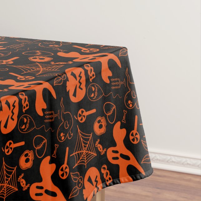 Halloween Pumpkin Face Kürbislaterne Black Tischdecke (Beispiel)