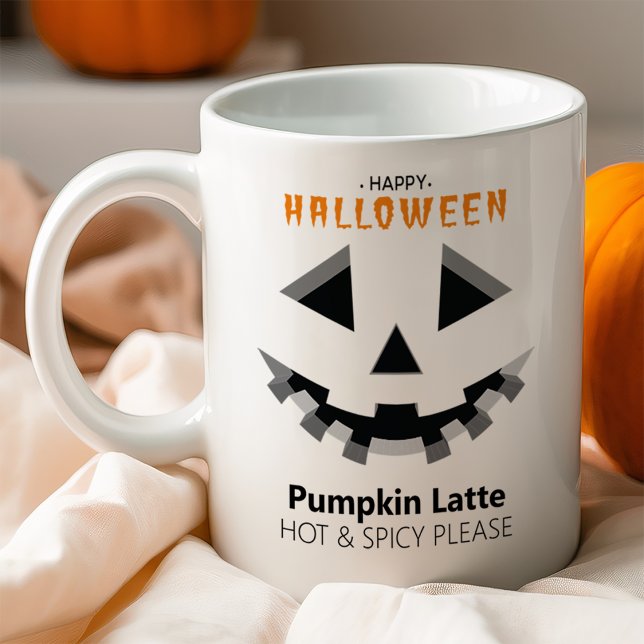 Halloween Pumpkin Face Latte Lover Tasse (Von Creator hochgeladen)