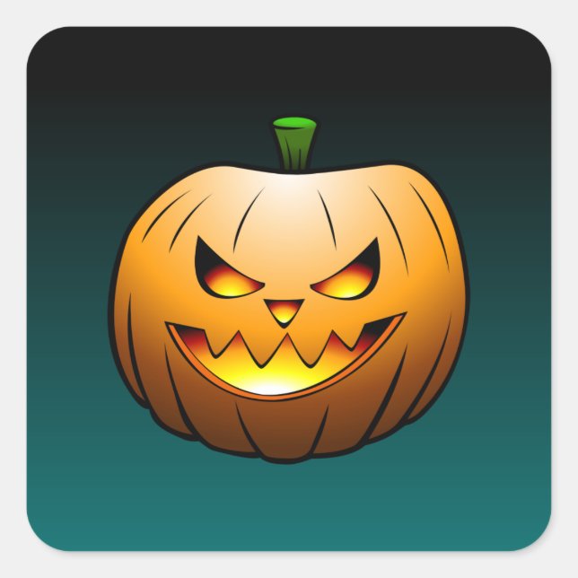 Halloween Pumpkin Face Quadratischer Aufkleber (Vorderseite)