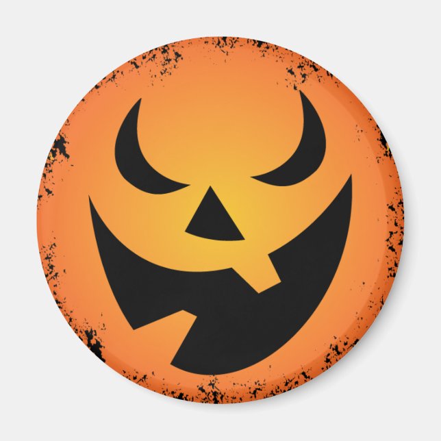 Halloween Pumpkin Face Round Magnet (Vorne)