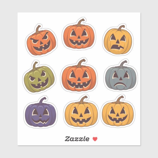 Halloween Pumpkin Faces Scrapbook Sticker Sheet (Blatt)