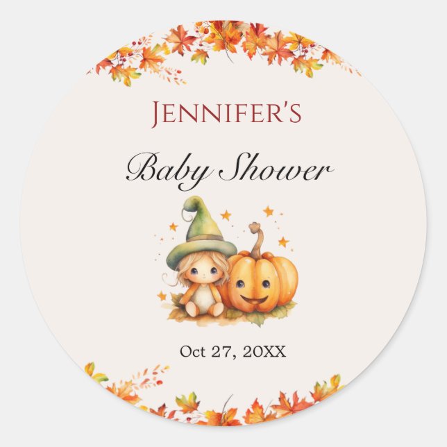 Halloween Pumpkin Fall Erntedank Kinderdusche Runder Aufkleber (Vorderseite)