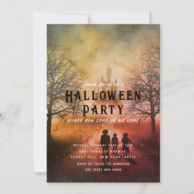 Halloween Pumpkin Familien-Party Einladung (Vorderseite)