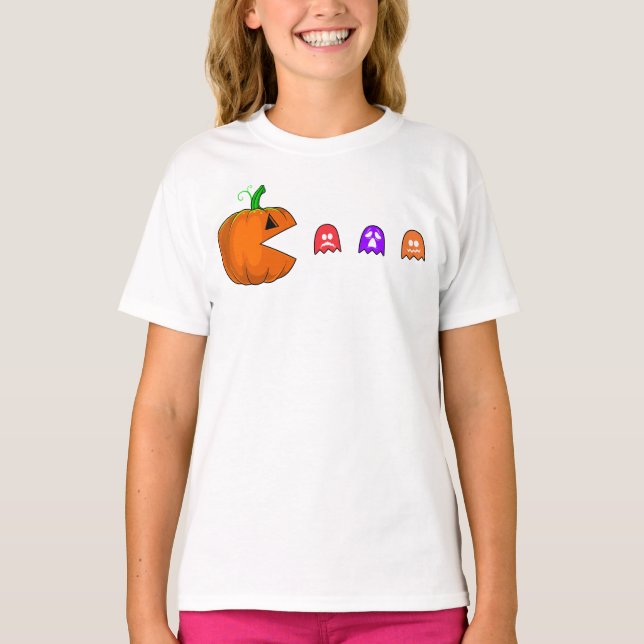 Halloween Pumpkin Funny Ghost Spooky Game Retro T-Shirt (Vorderseite)