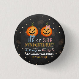 Halloween Pumpkin Gender Reveal Party Button