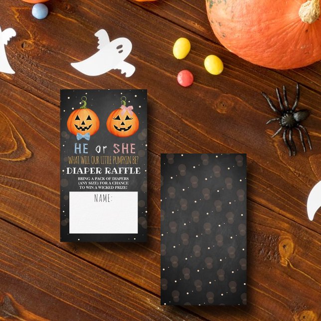 Halloween Pumpkin Gender Reveal Party Diaper Begleitkarte (Von Creator hochgeladen)
