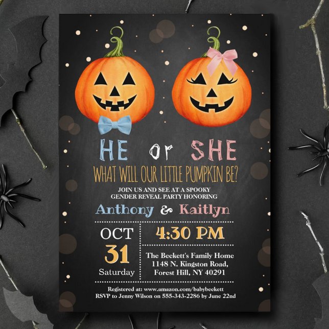 Halloween Pumpkin Gender Reveal Party Einladung (Von Creator hochgeladen)