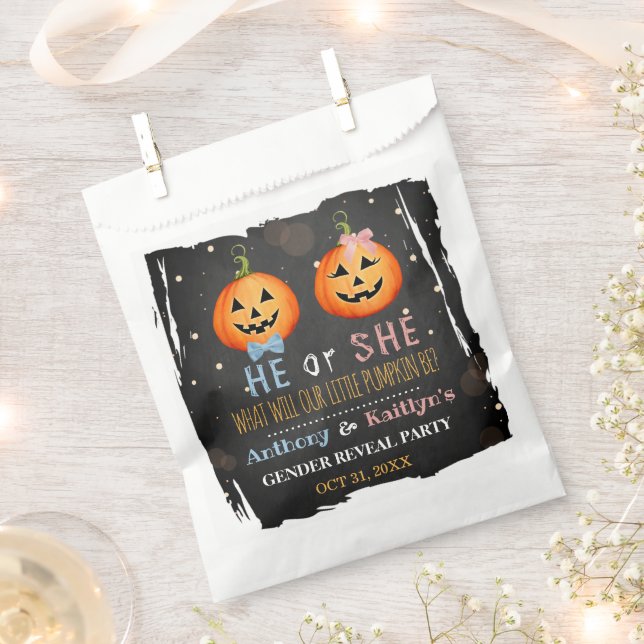 Halloween Pumpkin Gender Reveal Party Geschenktütchen (Ausgeschnitten)