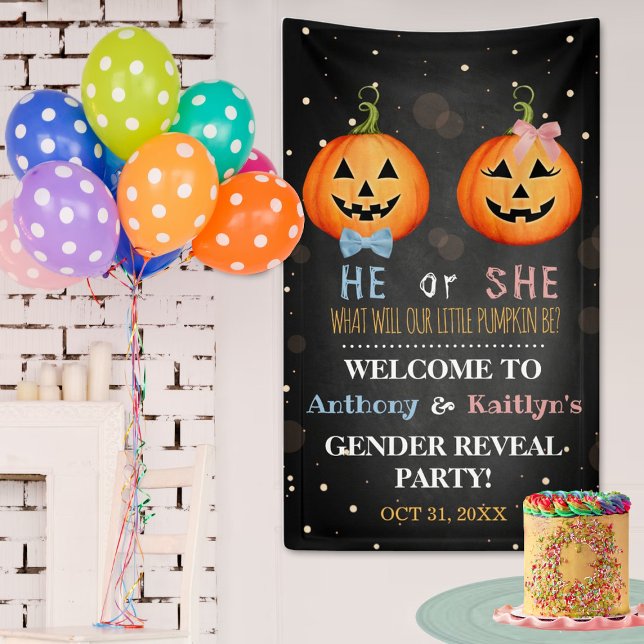 Halloween Pumpkin Gender Reveal Party Willkommen Banner (Von Creator hochgeladen)