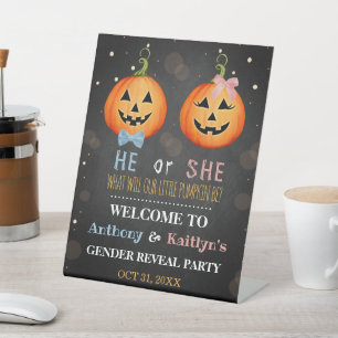 Halloween Pumpkin Gender Reveal Party Willkommen Sockelschild