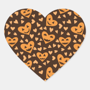 Halloween Pumpkin Gesicht in Herzformen Muster Er Herz-Aufkleber