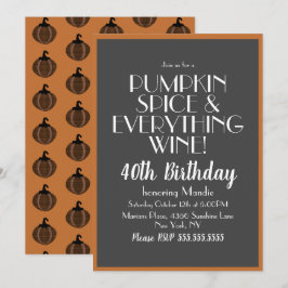 Halloween Pumpkin Gewürz und Wein 40 Geburtstagspa Einladung