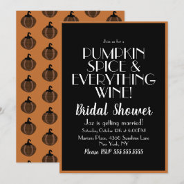 Halloween Pumpkin Gewürz und Wine Brautparty Einladung