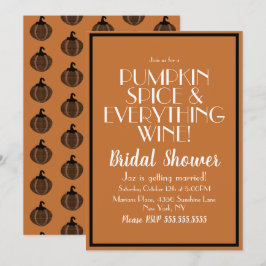 Halloween Pumpkin Gewürz und Wine Brautparty Einladung