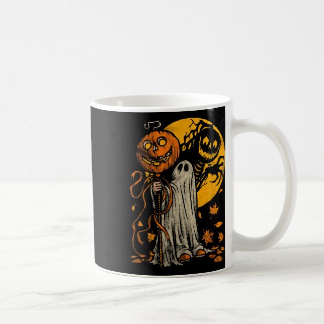 Halloween Pumpkin Ghost Autumn Blätter Graphic Art Kaffeetasse (Rechts)