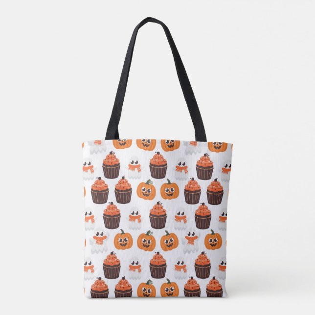Halloween Pumpkin Ghost Cupcake Pattern Tasche (Rückseite)