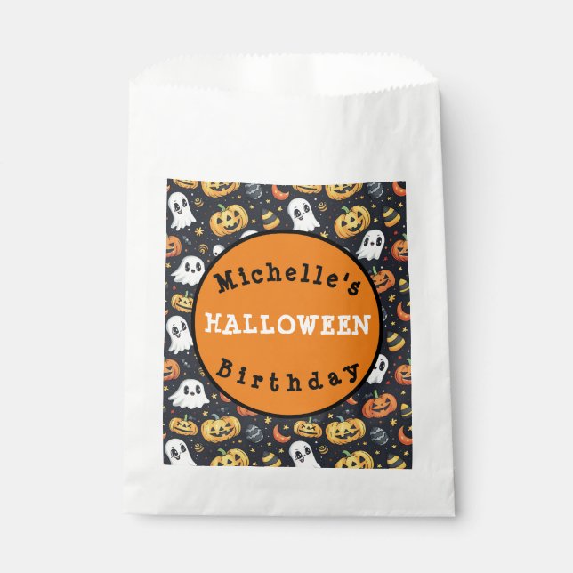 Halloween Pumpkin & Ghost Favor Bags personalisier Geschenktütchen (Vorderseite)