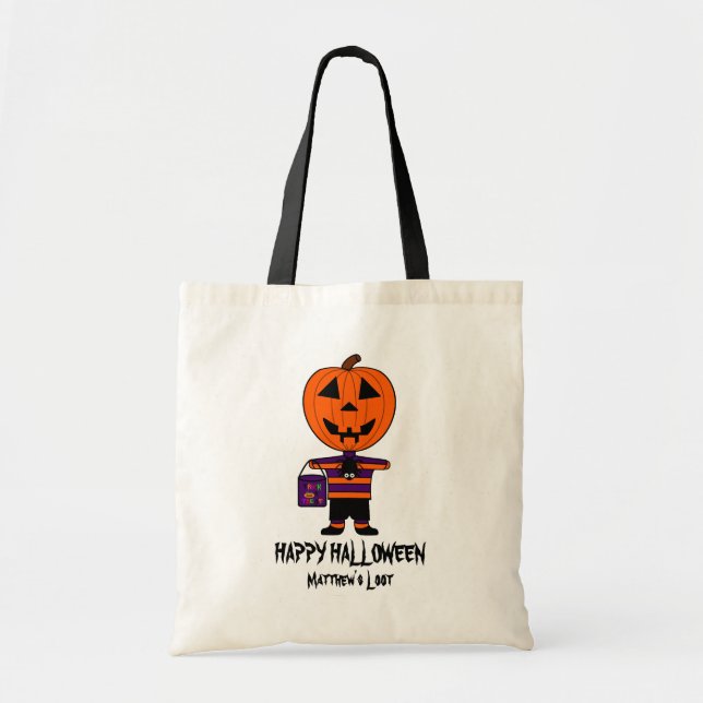 Halloween Pumpkin Head Boy Loot Bag Tragetasche (Vorne)