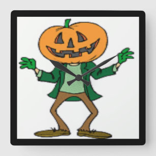 HALLOWEEN PUMPKIN HEAD QUADRATISCHE WANDUHR
