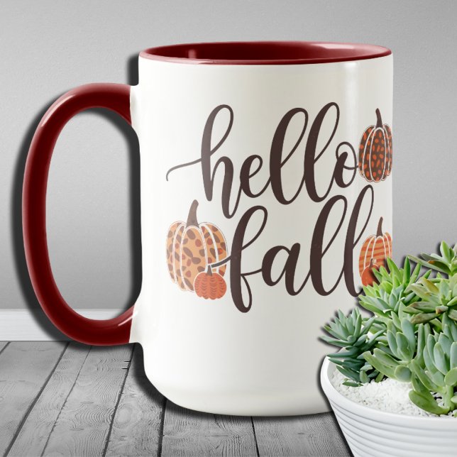 Halloween Pumpkin Hello Fall Leopard Graphic Tasse (Von Creator hochgeladen)