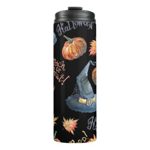 Halloween Pumpkin Hexenhutenmuster Thermosbecher