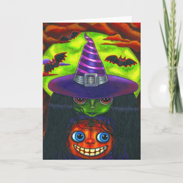 Halloween Pumpkin Hexenkarte Karte (Vorderseite)