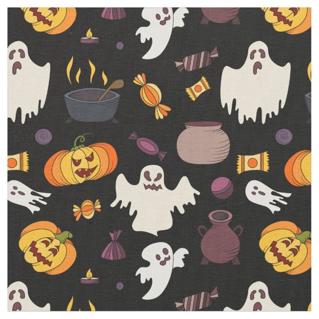 Halloween Pumpkin Hexenmuster Stoff (Nahaufnahme)