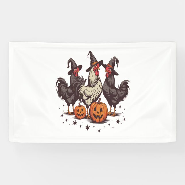 Halloween Pumpkin-Hühnerwitscher Fall Banner (Horizontal)